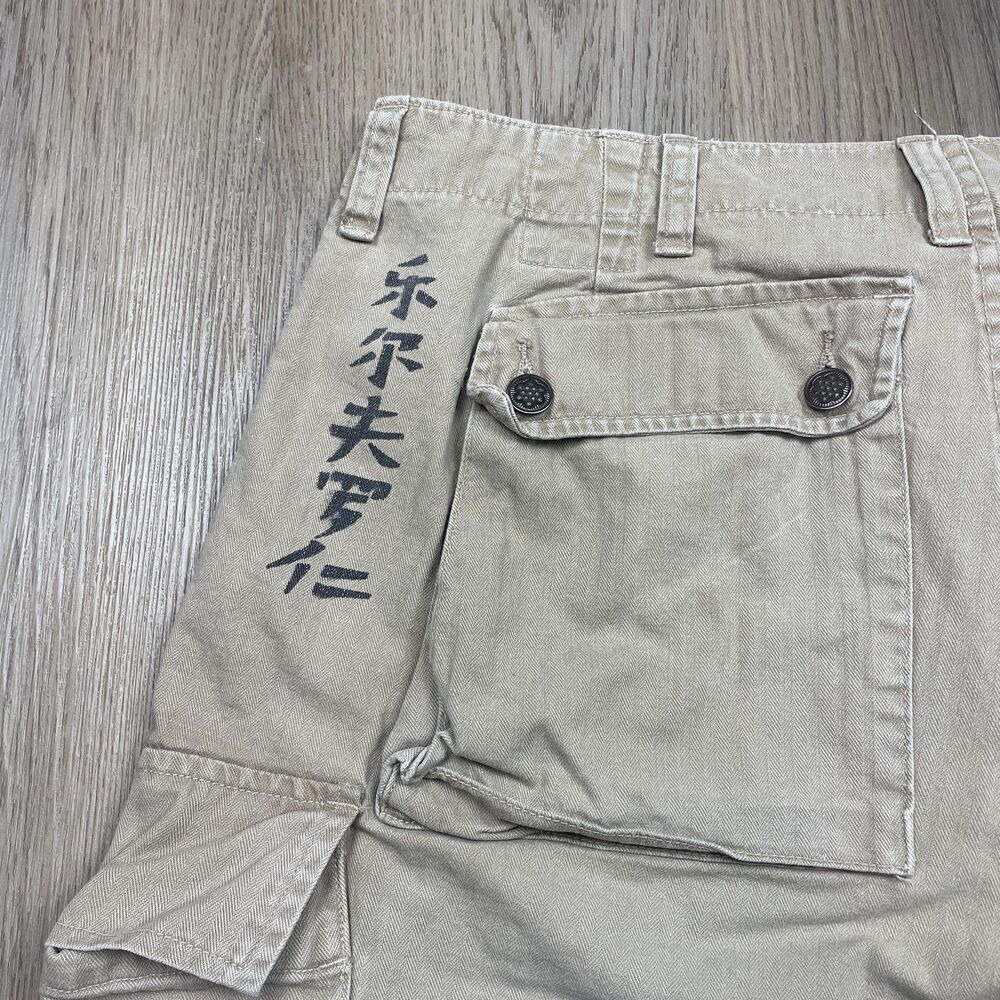 Polo Ralph Lauren Shorts Mens 33 Khaki Drill Cargo Herringbone Utility Workwear - Picture 10 of 14